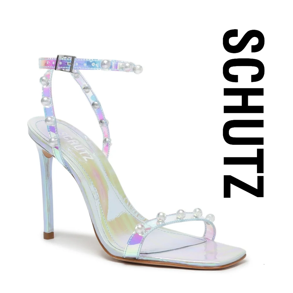 SCHUTZ Women's Pietra Sandal Sandals, Multicolor Size 8 US Stiletto